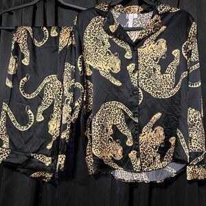 Joyspun Leopard Print Sleep Set – Satin, Size Small